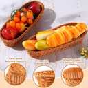 3 Pcs Bread Baskets for Serving 14 x 5.7 x 3 Inch Plastic Oval Basket Long Woven Baskets for Gifts Food Fruit Serving Basket Empty for Home Harvest Season Storage Kitchen Restaurant Display Favor