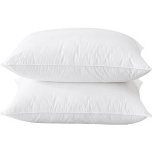 BHZ Goose Down Feather Pillows Queen Size Set Of 2, Hotel Collection Bed Pillows for Sleeping Medium Firm Soft Support Pillow for Side and Back Sleepers (White)