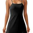 JOYSPELS Athletic Tennis Dresses for Women Wrap Skort Dress Workout Summer Spring Golf Romper Active Outfits Black Size XL
