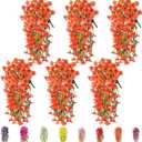 6-Pack Outdoor Artificial Flowers, 69-Flowered Large Morning Glory, Uv-Resistant Artificial Morning Glory,Perfect for Outdoor Decoration in All Seasons Such as Porches and Gardens (Orange)