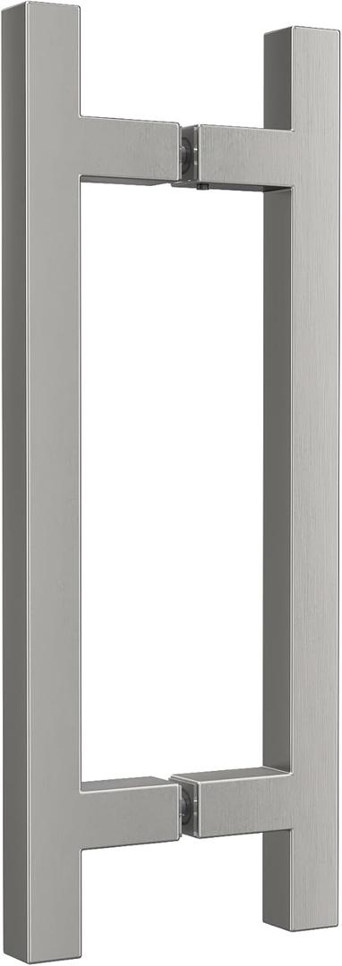 8" Square Shower Door Handle, Back to Back Shower Doors Handle, Compatible with 1/4" to 1/2" Glass Thick, Stainless Steel 304 Shower Doors Handles Replacement, Brushed Nickel