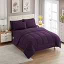 Sweet Home Collection 3 Piece Comforter Set Bag Solid Color All Season Soft Down Alternative Blanket & Luxurious Microfiber Bed Sheets, Purple, Queen