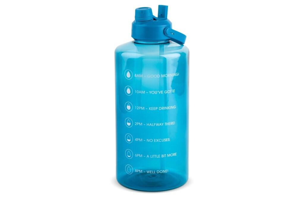Motivational Water Bottle with Time Markers, 32oz  Leak-Proof with Handle, 5 (Blue)