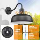 Darkaway 2pcs Solar Barn Light, Industrial Outdoor Wall Light Dusk to Dawn Wall Sconce Gooseneck Exterior Wall Mount Lighting with Hammered Dome Metal Shade for House Garage Porch Entry Hallway