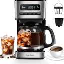 Taylor Swoden Programmable Coffee Makers 12 Cup, Hot and Iced Coffee Maker, 4 Brew Strength, LED Display, 24H Timer, Keep Warm & Auto Shutoff- Drip Coffee Machine for Home/Office, Black &Stainless Steel