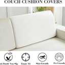 Sofa Covers Couch Covers for Sofa Pet Friendly Couch Cushion Covers Universal Sofa Covers Washable Stretch Slipcovers for Sectional Sofa (Texture Ivory White,Back Cover L)