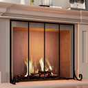 Fire Beauty Flat Panel Fireplace Screen Spark Guard Wrought Metal Gate Cover for Home, Decorative Mesh Fire Place Safety Fence,Baby Safe Spark Guard Protector, 35"L x 28"H