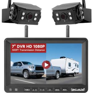 Wireless Backup Camera - Rv Backup Camera with HD 7" Monitor - Dual Back Up Camera Systems for Truck - IP69 Waterproof Rv Camera with DVR, Night Vision for Rv, Truck, Trailer and Camper
