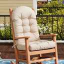 Patio Chair Cushion, Rocking Chair CushionOverstuffed Seat Back Cushion Pad for Outdoor Indoor,Waterproof and Fade-Resistant Patio Chair Cushions with Ties, Blue (Beige)