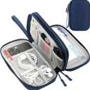 Electronic Bag Travel Cable Accessories Bag Waterproof Double Layer Electronics Organizer Portable Storage Case for Cable, USB, Cord, Charger, Phone, Power Bank, Earphone (Navy Blue, Large)