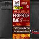 ROLOWAY Fireproof Document Bag (14.5 x 11.5 inch), 6400 Fireproof Money Bag with Zipper for Cash, Fire Safe Money Pouch with Lock (Black)