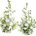 Ling's moment 41.0" Tall Free-Standing Wedding Aisle Artificial Flowers for Ceremony Decor, 2 PCS White Walkway Floral Chair Markers, Faux Rose Altar Arch Arrangement Spring Decorations Outdoor