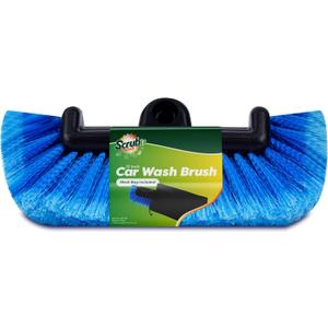 SCRUBIT 12" Car Wash Brush with Soft Bristles for Car Truck Boat Deck & House Cleaning, Exterior Washing Brush Connects with Pole & Hose Storage Bag Included (Blue) (Blue)