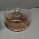 Yangbaga Glass Cake Stand with Lid,11in Wooden Rotating Cake Stand with Dome Cover, Cake Plate Display Server Tray for Birthday Kitchen Party