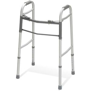 Two-Button Folding Walkers Without Wheels, 300 lbs Weight Capacity - Robust & Adjustable Mobility Aid for Elderly and Disabled Individuals