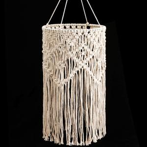 Boao Boho Hanging Lamp Shade Macrame Lamp Shade Light Cover Pendant Ceiling Decor for Living Room, Bedroom and Bathroom, Warm White, Bulb Not Included