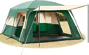 KTT Extra Large Tent 8-10 Person(A),Family Cabin Tents,2 Rooms,3 Doors and 3 Windows with Mesh,Straight Wall,Waterproof,Double Layer,Big Tent for Outdoor,Picnic,Camping,Family Gathering