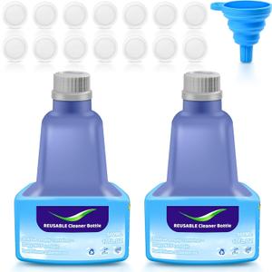 Replacement Bottle for Swiffer Wet Jet Mop, Refillable, 500 ML Leak-Proof HDPE Refillable Bottle, 17 FL OZ Solution Bottles with 14 Sealing Pads and 1 Folding Funnel