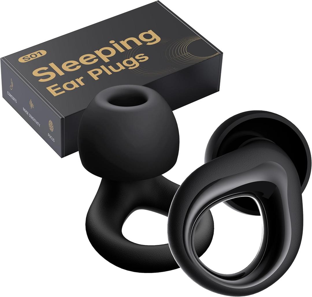 Ear Plugs for Sleeping Noise Cancelling, Reusable Silicone Earplugs for Sleeping, Noise Reduction, Deep Focus, Travel, High Fidelity Hearing Protection, 30dB Noise ReductionBlack