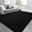 TWINNIS Large Area Rugs for Living Room Bedroom, 7x10 Feet, Super Soft Indoor Thickened Memory-Foam Carpets Easy-Cleaning, Modern Aesthetic Minimalist Comfy Rug for Kids Room Home Decor, Black