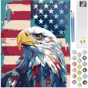 Mrnsiet Independence Day Paint by Number Kits for Adults, Eagle Paint by Numbers Kits for Beginners, DIY Bald Eagle Animal Painting Kits Craft for Home Decor 16x20Inch