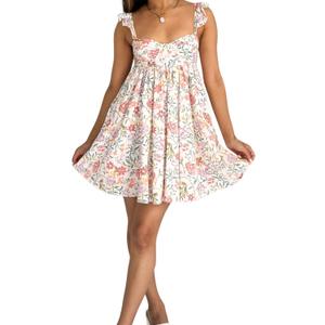 Aopwsrlyi Women Cute Babydoll Mini Dress Sleeveless Backless Ruffle Strap Flowy A Line Short Summer Sundress (White, M)