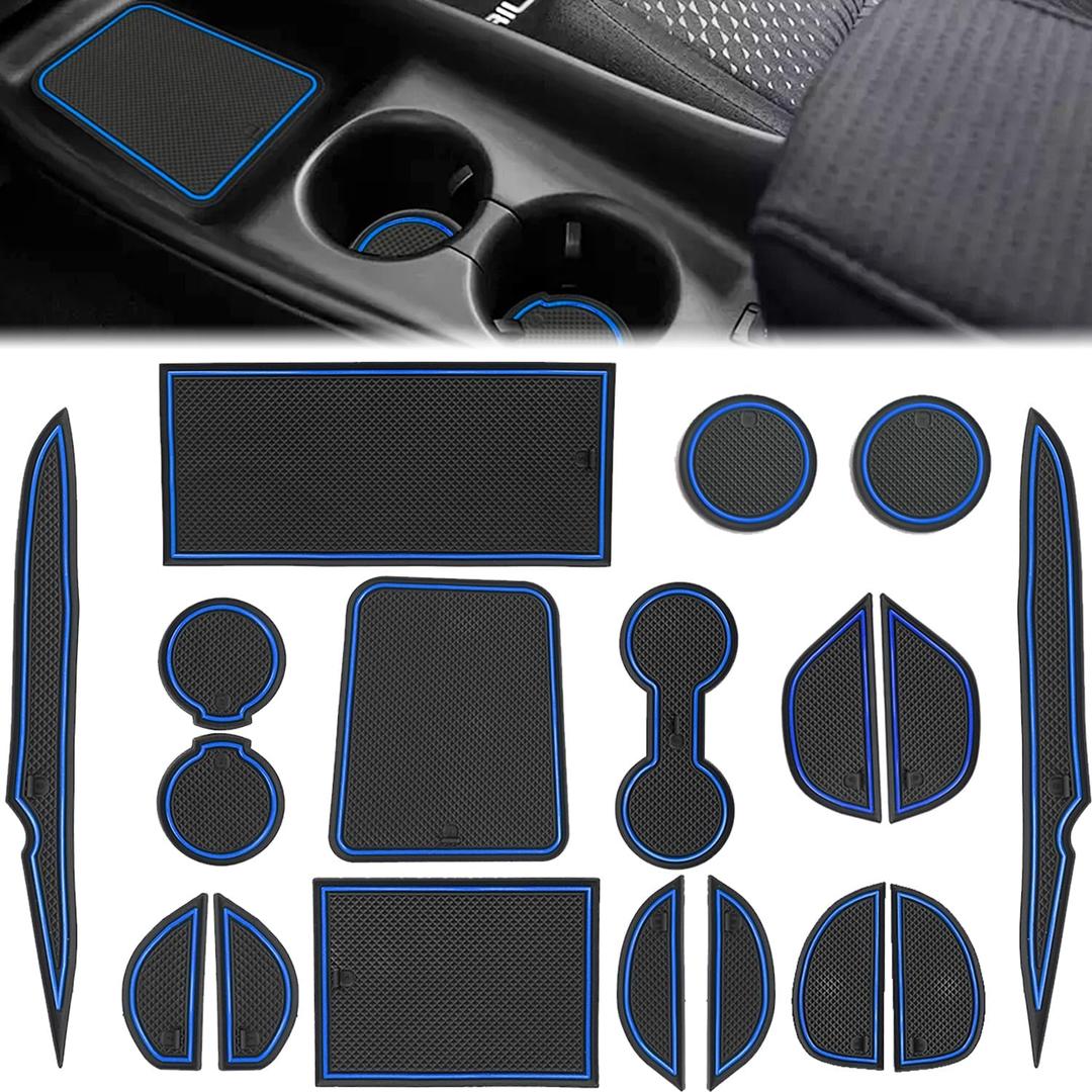 Auovo Cup Holder Insert Linerts for Toyota Prius Accessories 2016-2022 Custom Fit Anti dust Mats Door Pocket Liners Cup Holder Console Mats Pads (18pcs/Set, Blue)