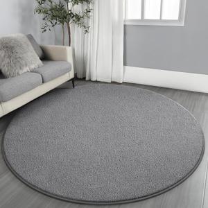 Gifeas Ultra Soft Round Area Rugs for Living Room Bedroom, 5x5 Feet Grey Thickened Memory Foam Modern Indoor Circle Carpets, Non-Slip Comfy Circular Rug for Boys Girls Nursery Room Home Decor