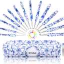 BCMRUN Crochet Hooks Set with Case 14 Size Blue and White Porcelain Pattern for Arthritis Hands, 2.25mm(B)-10mm(N) Crochet Needles for Beginners, Mothers Day Gift, Crochet Lovers (Azure)