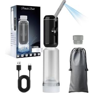 Portable Bidet for Travel, Rechargeable Travel Bidet Sprayer Fits Various Sizes of Water Bottles, Waterproof High Pressure Handheld Bidet for Women Men Personal Hygiene, Black