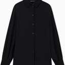 Armani Exchange Women's Sheer Crepe Shirt with Cami (Black, XL)
