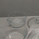 M MCIRCO 4-Piece Glass Casserole Baking Dish, Set of 2 Casseroles With Glass Lids, 1.7 Qt and 2.5 Qt, Round (One Pot Has A Broken Handle)