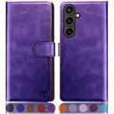 SUANPOT Compatible with Samsung Galaxy S25 Wallet case with RFID Blocking Credit Card Holder,Flip Book PU Leather Protective Cover Women Men for Samsung S25 Phone case Purple