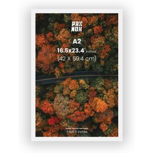 WHITE A2 Frame Display with Mat for Posters and Pictures 16.5 x 23.4 inches - Horizontal and Vertical Wall Hanging, Suitable for Photos, Posters, and Artwork - Home Decor