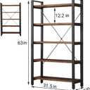 WH-AOERPUMY 5 Tier Bookcase, Solid Wood Bookshelf Rustic Vintage Industrial Etagere Bookcase, Metal and Wood Free Vintage Bookshelf, Retro Brown (5-Tiers)