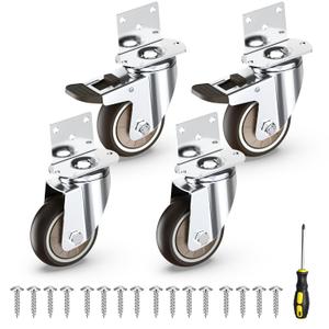 HOLKIE 3 Inch Caster Wheels Heavy Duty with Thickened L Shaped Plate,Swivel Side Mount Casters Set of 4 Supporting 660 LBS,Ideal Rubber Castor Wheels for Crib,TV Stand,Coffee Table,Book Shelf