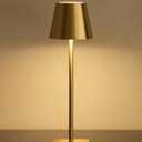 UME Cordless Table Lamp, Battery Operated Lamp - Portable Waterproof Rechargeable Table Lamp w/ 3 Color Temps & Stepless Dimming for Dinner, Desk, Cafe, Outdoor (Brushed Gold) (1 Pack)
