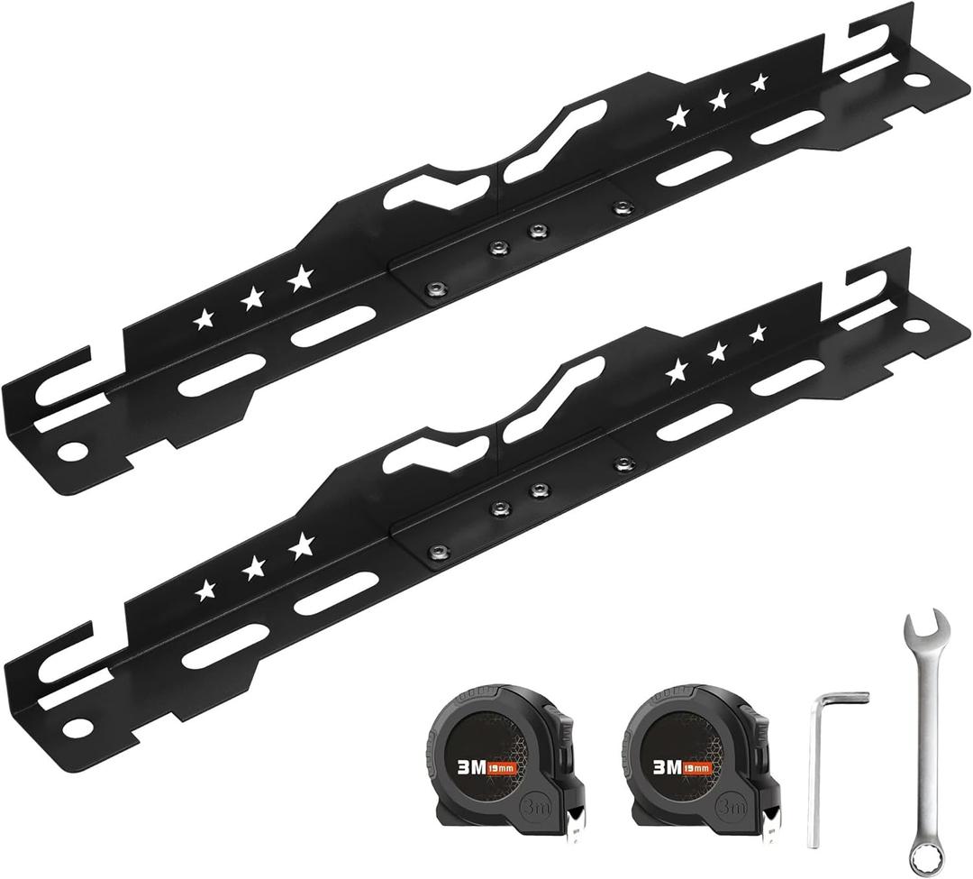 Wheel Alignment Tool with 2 Measuring Tapes, Automotive Tools Matte Black Toe Alignment Plates for Home Use, Camber Alignment Plates, Car Alignment Tool Kit, Front End Alignment Tool (Basic)