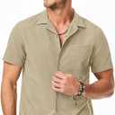 JMIERR Men's Seersucker Shirts Short Sleeve Casual Shirts Button Down Shirt Beach Summer Vacation Wedding Shirt (XL)