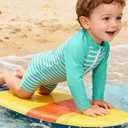 uideazone Baby Toddler Boys Zipper Rash Guard Swimsuit UPF 50+ One Piece Beach Swimwear Bathing Suits 3-36 Months (Stripe Blue)