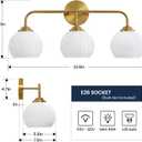 RUIYEY Bathroom Vanity Light Fixtures: 3-Lights Lantern Gold Vanity Lights for Bathroom, 23.6 Inch E26 60W Modern Bathroom Lighting Fixture with Milky White Glass for Bath Restroom, Gold