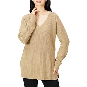 Goodthreads Women's Cotton Shaker Stitch Deep V-Neck Sweater M