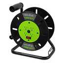 Heavy Duty Extension Cord Storage Reel with 4Grounded Outlets, 10A Circuit Breaker, Retractable Hand Wind, Portable Empty Hand Crank Open Cord Reel for 12/3 14/3 16/3 Gauge Power Cord, Green