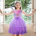 LQSZ Girls Sparkle Mermaid Tutu Dress Tank Top Birthday Party for Toddlers Kids 3-12 Years Playwear Photo Shoot (Purple)