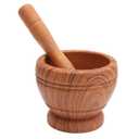 Resin Pestle & Mortar Set Garlic Herb Spice Mixing Grinder Crusher Kitchen Bowl Smashing Tools-Wood Grain