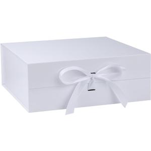 OEMVALATY White Gift Box,16x16x6 Inches Gift Boxes with Lids for Presents with Magnetic Closure and Ribbon for Wedding,Storage,Birthday, 1 count