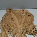 UpFind Women's Khaki Fringe Vest Cowgirl Western Vest 60s 70s Hippie Faux Suede Tassel Jacket Country Concert Outfits, Small