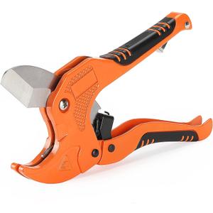 Bates- PVC Pipe Cutter, Cuts up to 1-1/4", Ratcheting PVC Pipe Cutter Tool, Pipe Cutters PVC, PVC Pipe Shears, PVC Cutter, Plastic Pipe Cutter, PEX Pipe Cutter, PVC Cutter Tool, PVC Ratchet Cutter (Orange)