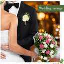 Sherr 36 Pcs Wedding Rose Boutonnieres for Men Wedding Groomsmen Artificial Corsage Groom Boutonniere Artificial Faux Flower for Prom Ceremony Party Rustic Marriage(White)