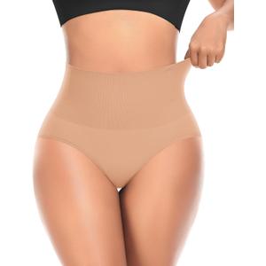 Tummy Control Shapewear Underwear for Women High Waisted Body Shaper Panties Slimming Girdle Shaping Briefs (Medium, #A2 Mid Waist Latte(seamless))